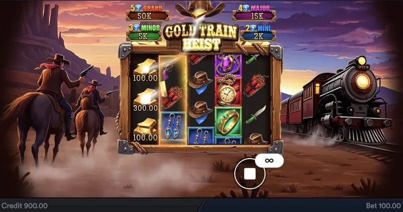 Gold Train Heist - hlavná obrazovka s valcami a pirátskou zátokou